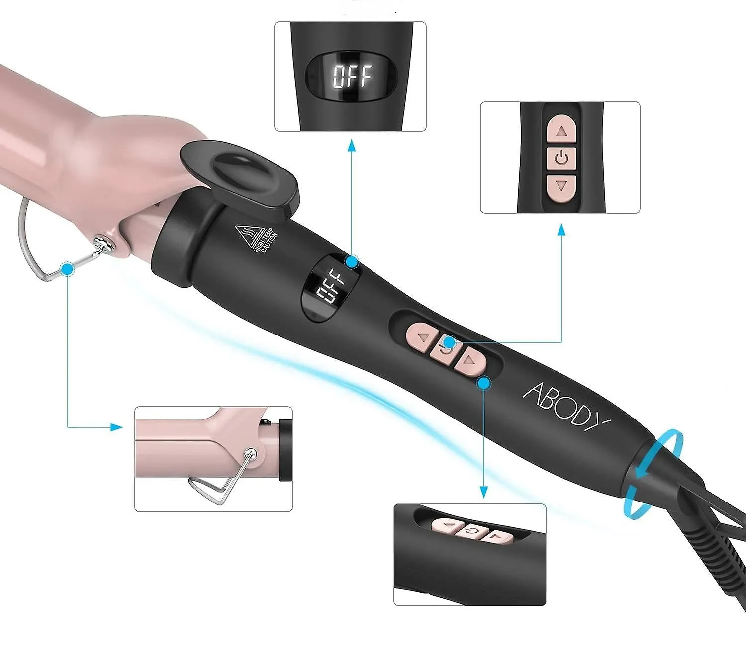 25mm Professional Hair Curlers, wave curling iron, electric curling iron,LCD Display Adjustable Temperature AZ13519