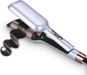 32mm Aima Beauty 2 Barrel Curling Wand Big Wave Mermaid Hair Waver, Hair Crimper Iron Anti-Scald, Negative Ionic Emitter Lock Hair Moisture Short/Medium/Long Hair (Purple)