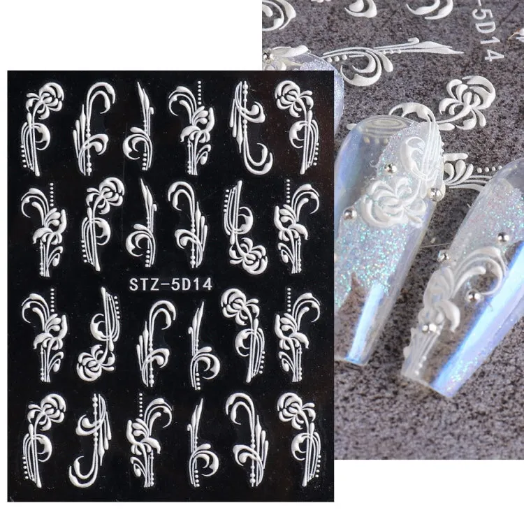5D Three-dimensional Carved Nail Art Stickers Rose Pattern Embossed Nail Stickers, Stz-5D09, Stz-5D10, Stz-5D11, Stz-5D12, Stz-5D13, Stz-5D14, Stz-5D15, Stz-5D16