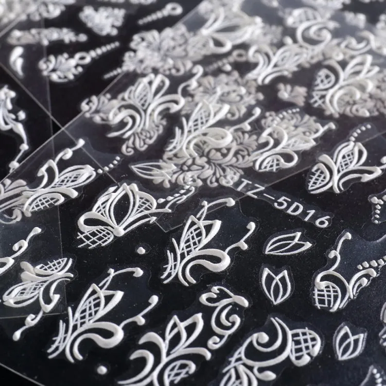 5D Three-dimensional Carved Nail Art Stickers Rose Pattern Embossed Nail Stickers, Stz-5D09, Stz-5D10, Stz-5D11, Stz-5D12, Stz-5D13, Stz-5D14, Stz-5D15, Stz-5D16