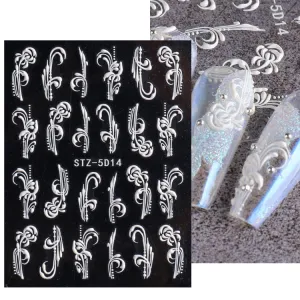 5D Three-dimensional Carved Nail Art Stickers Rose Pattern Embossed Nail Stickers, Stz-5D09, Stz-5D10, Stz-5D11, Stz-5D12, Stz-5D13, Stz-5D14, Stz-5D15, Stz-5D16