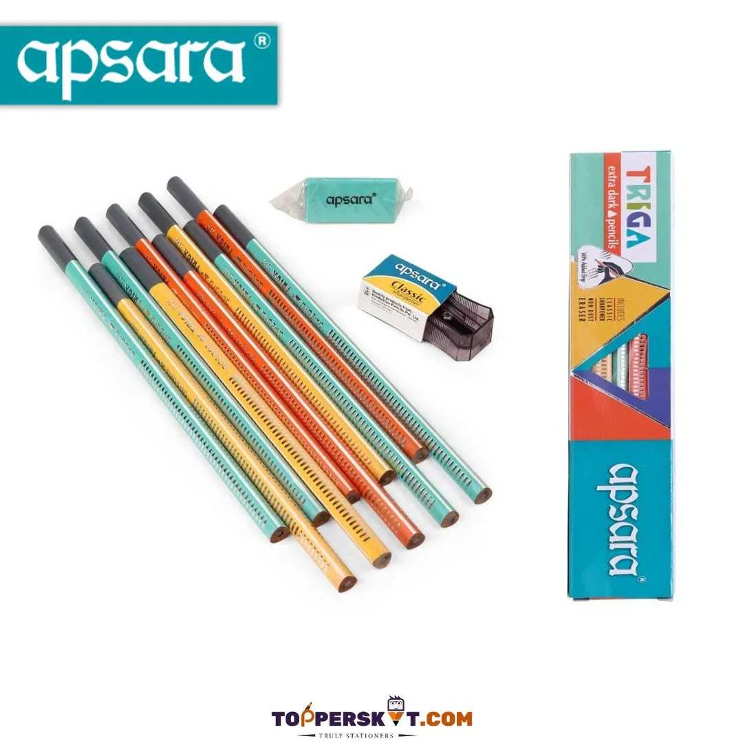 Apsara Triga Pencils with Unique Triangular Design ( Pack Of 10 )