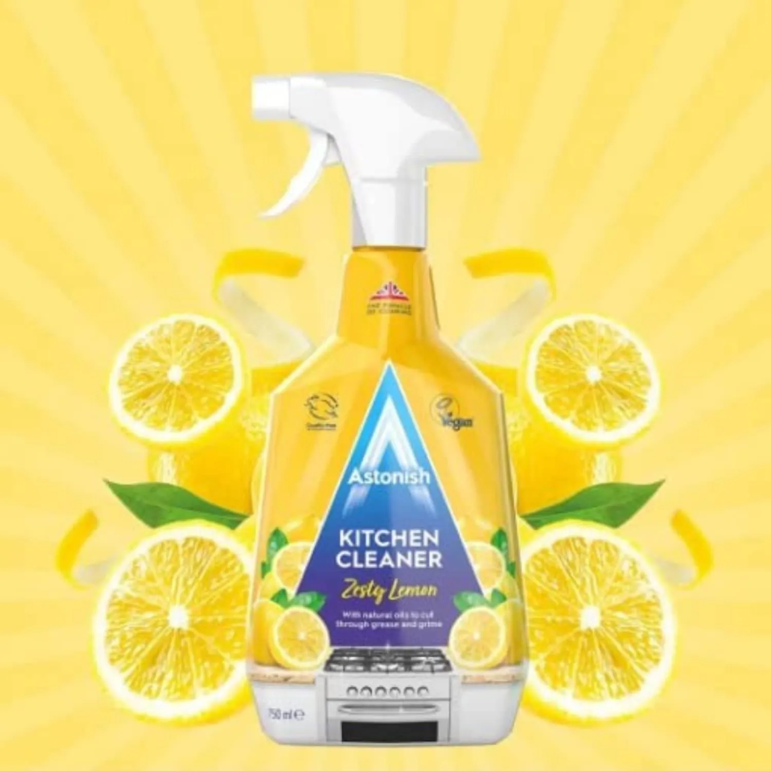 Astonish Kitchen Cleaner, Vegan And Cruelty Free And Blended With Natural Oils, 750ml, Zesty Lemon