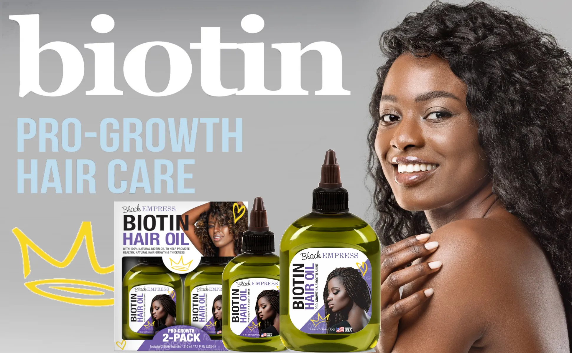 Black Empress Biotin Hair Oil 2.5 oz. - Smooth & Shine Pro-Growth Hair Oil