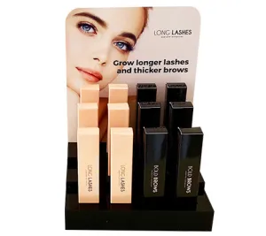 CanGro Long Lashes & Bold Brows 12 Pack with Acrylic Counter Stand