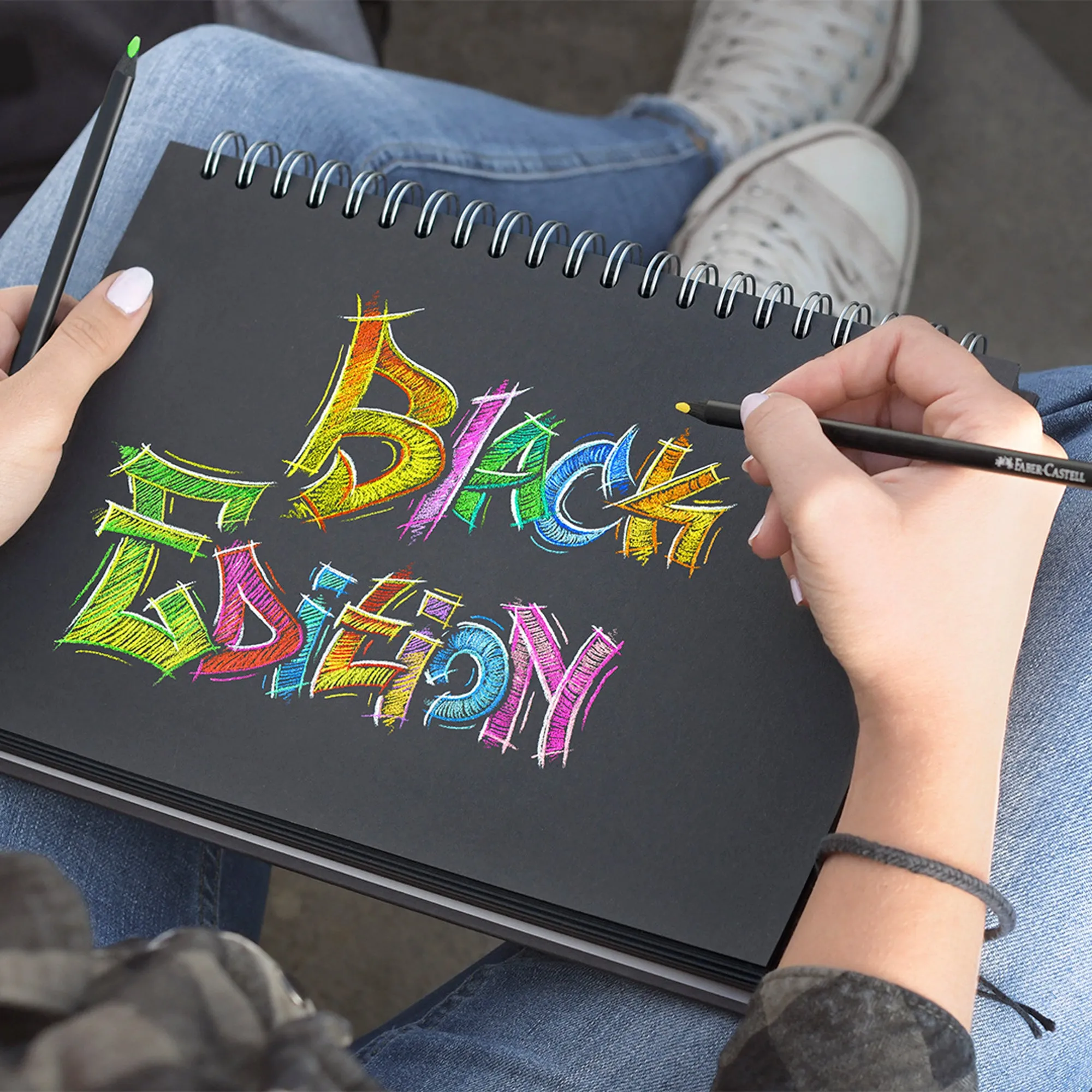 Faber-Castell Black Edition Colour Pencils - Set of 12 Neon and Pastel Colours