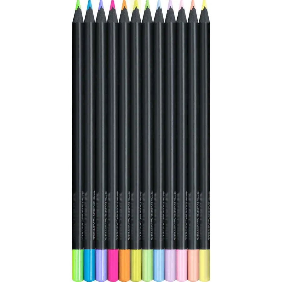 Faber-Castell Black Edition Neon and Pastel Colour Pencil Set of 12