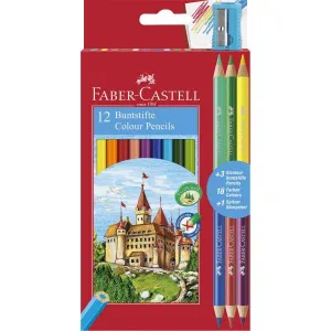 Faber-Castell - Eco Colour Pencils Box 12 With 3 Free Bi-Colours   Sharpener