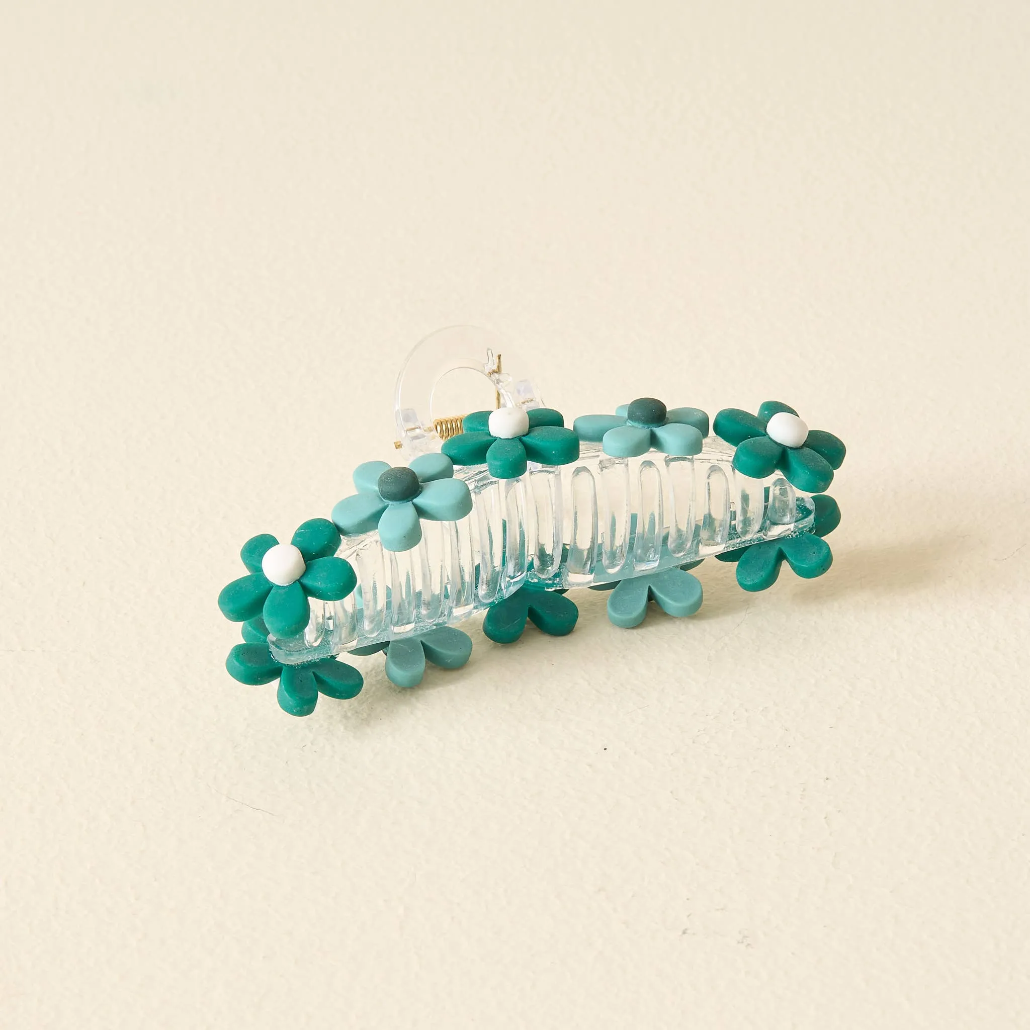 Green Daisy Claw Clip