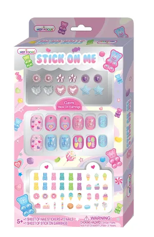 Hot Focus Stick On Me Earing & Nail Set - Gummy Bear