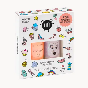 Nail Polish 2 Pack   24 Stickers (Flamingo Polly)