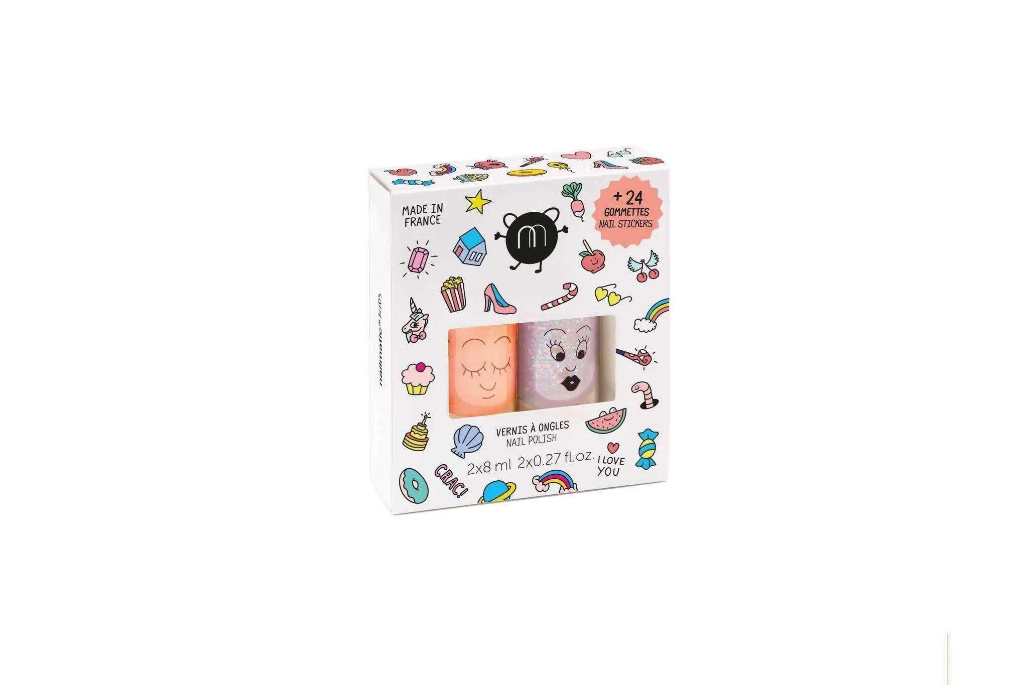 Set of 2 Nail Polishes   1 Nail Sticker- Assorted