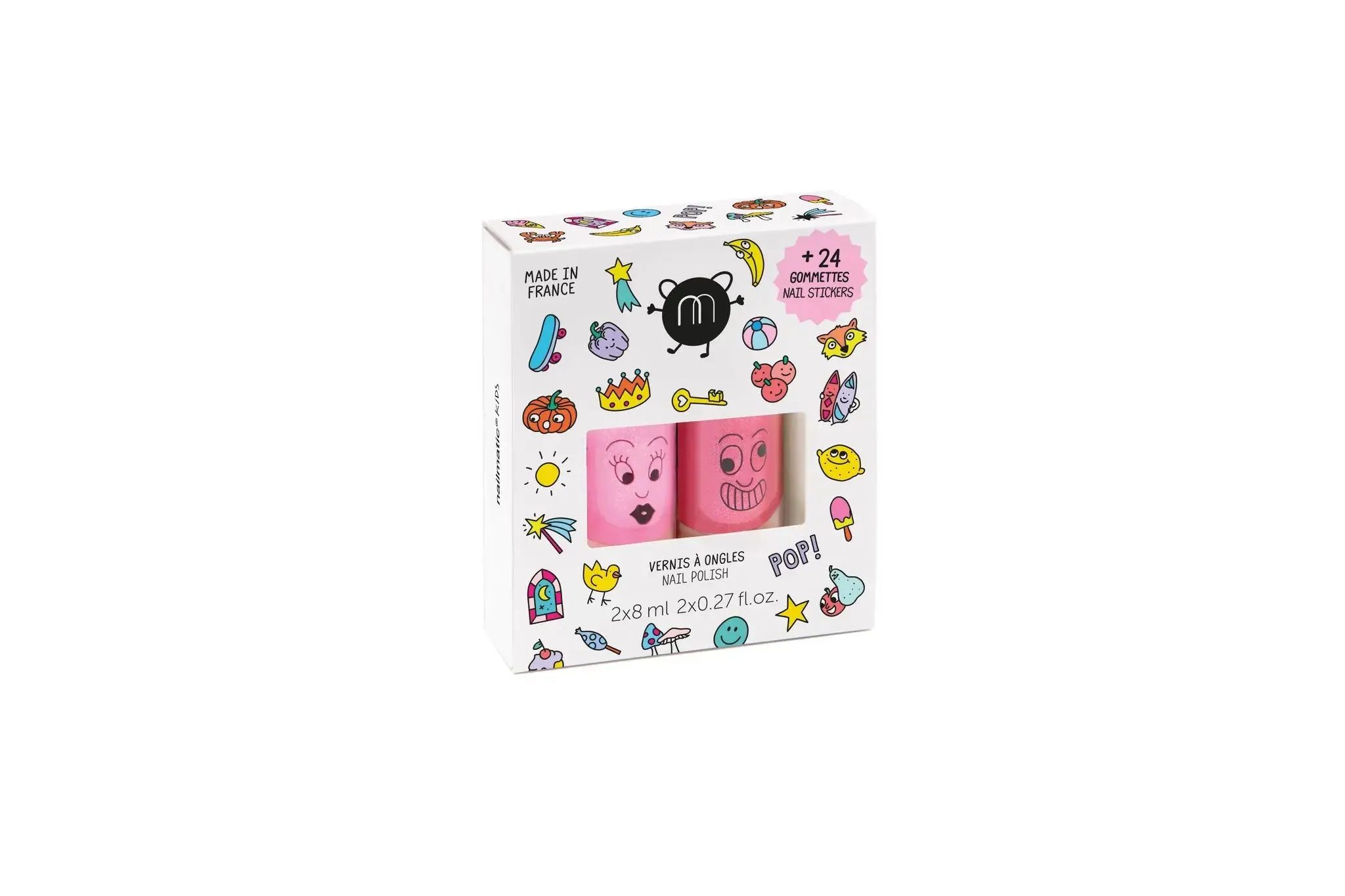 Set of 2 Nail Polishes   1 Nail Sticker- Assorted