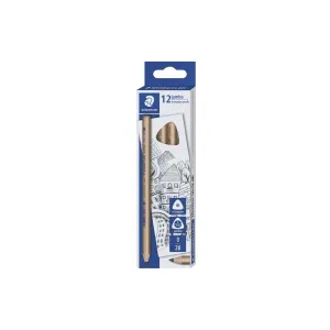 Staedtler 12 Jumbo Triangular 2B Pencils Natural Wood