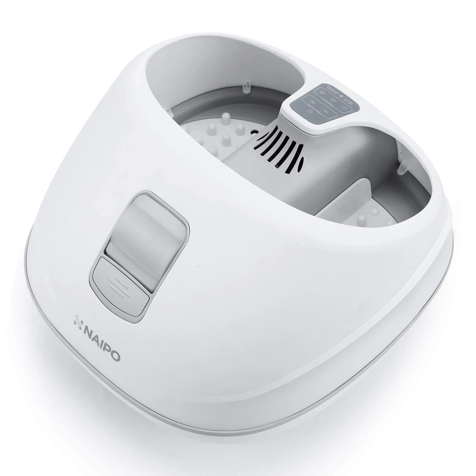 Steam Foot Bath/Spa Massager Foot Sauna Tub with 3 Heat Levels and 2 Adjustable Timers, No Water Pouring, 4 Pedicure Massage Rollers and Imitated Pebble Pedal Detachable, New Method for Stress Relief