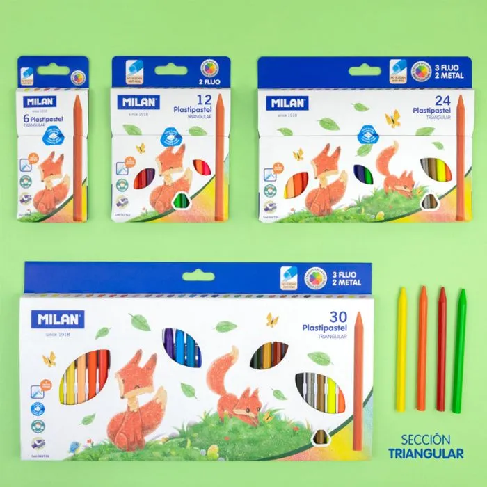 Triangular Plastipastel (contains 3 fluo and 2 metal colours)